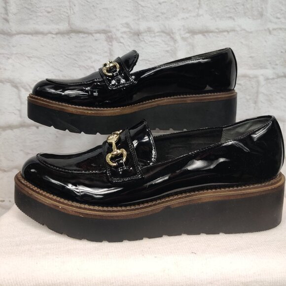 Giani Bernini Womens Loafers Mayaa Patent Leather Chunky Platform Black Size 10 - Picture 3 of 7